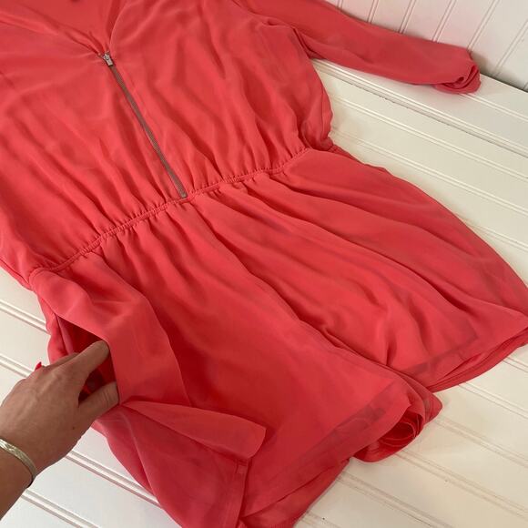 Express Pink V-Neck Zip Front Long Sleeves Romper Size XL - Picture 4 of 6
